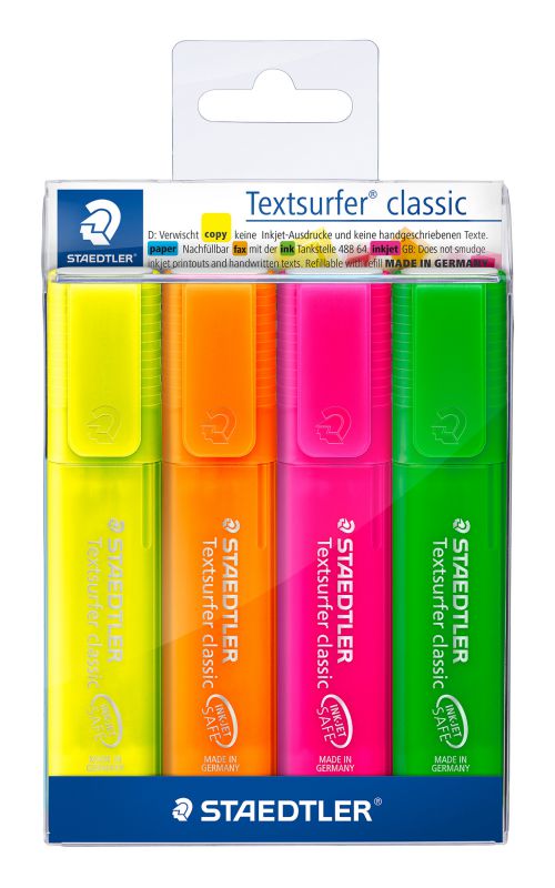 ΜΑΡΚΑΔΟΡΟΙ ΥΠΟΓΡΑΜΜΙΣΗΣ ΣΕΤ 4ΤΕΜ TEXTSURFER STAEDTLER 364PWP4